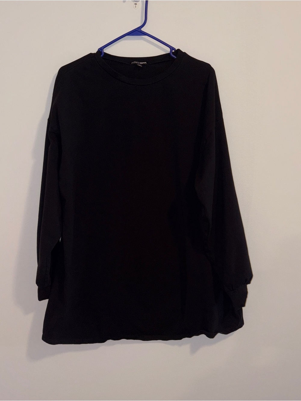 Fashion Nova Black Long Sleeve Crewneck Top Size: 1X